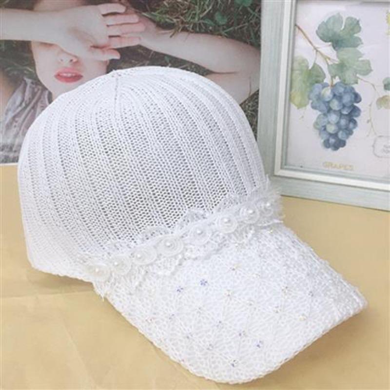 Hat Women's Summer Knitted Mesh Hat Hollow Breathable Cap Sunscreen Shade Baseball Cap Outdoor Sun Hat