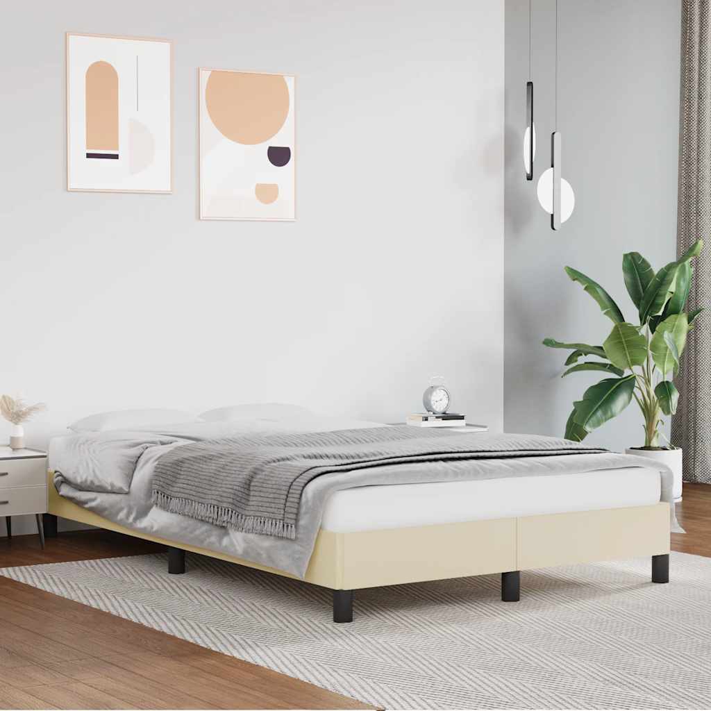 Bed Frame without Mattress Cream 120 x 190 cm Artificial Leather