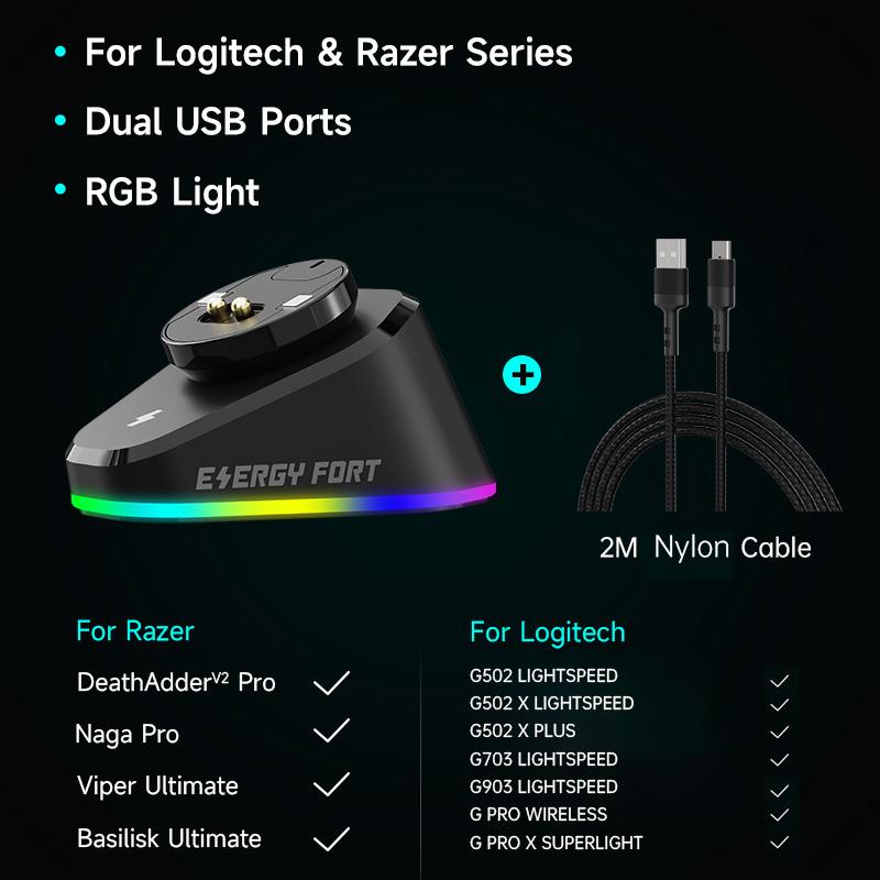 

Подставка-зарядка для мыши для Logitech G Pro X Superlight 2 DEX G502X Plus G903 G703 PRO2 Lightspeed Беспроводная Игровая Мышь Док-станция