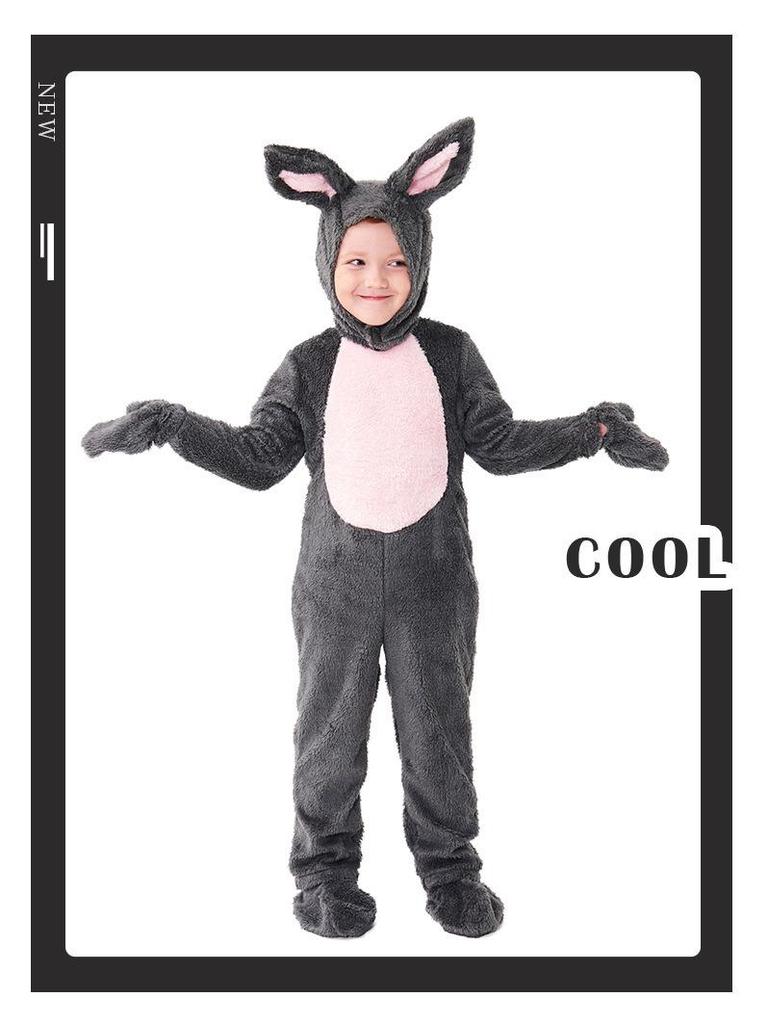 Children's Gray Plush Rabbit Halloween Costume Onesie Pajamas