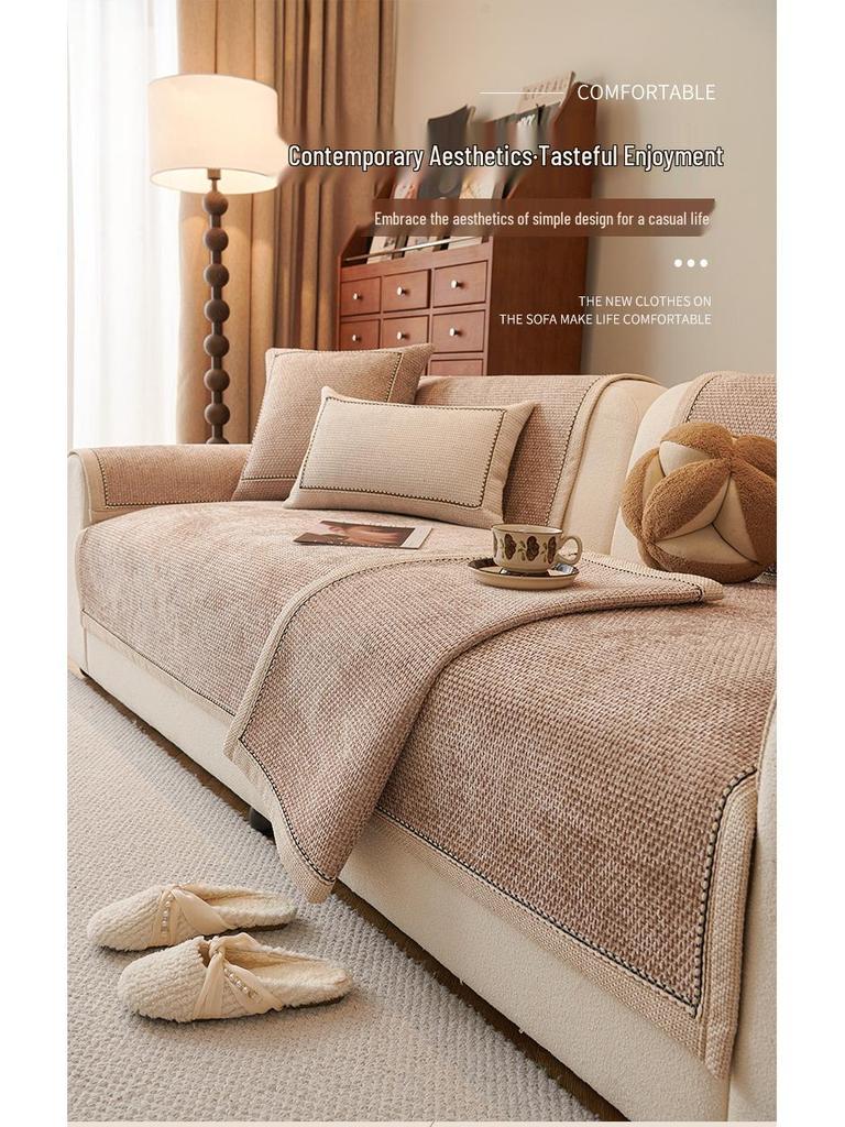 2025 French High-End Chenille Sofa Cushion: All-Season Non-Slip Seat and Sofa Cover