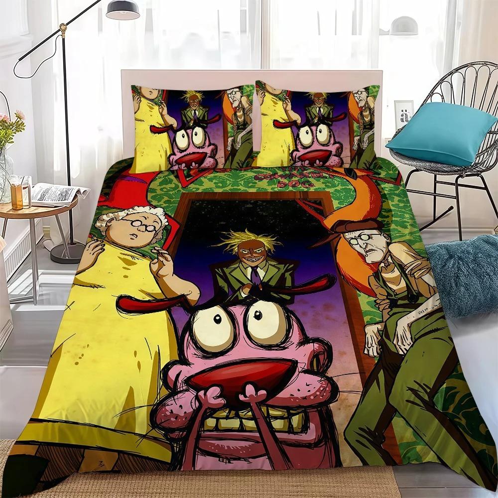 Duvet Cover Pillowcase C-Courage the Cowardly Dog Bedding Set Adult Boy Girl 2/3piece set Bedroom Decoration Single Double Size