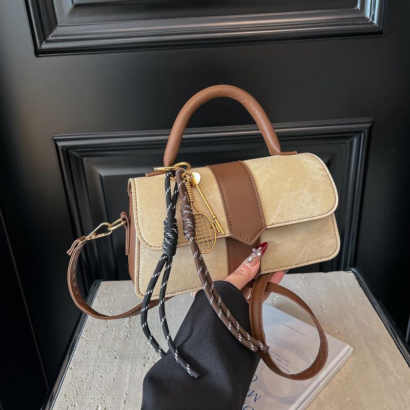 

autumn and winter new high-grade texture contrasting small square bag, portable shoulder messenger bag, trendy versatile casual women s bag without pendant хакі