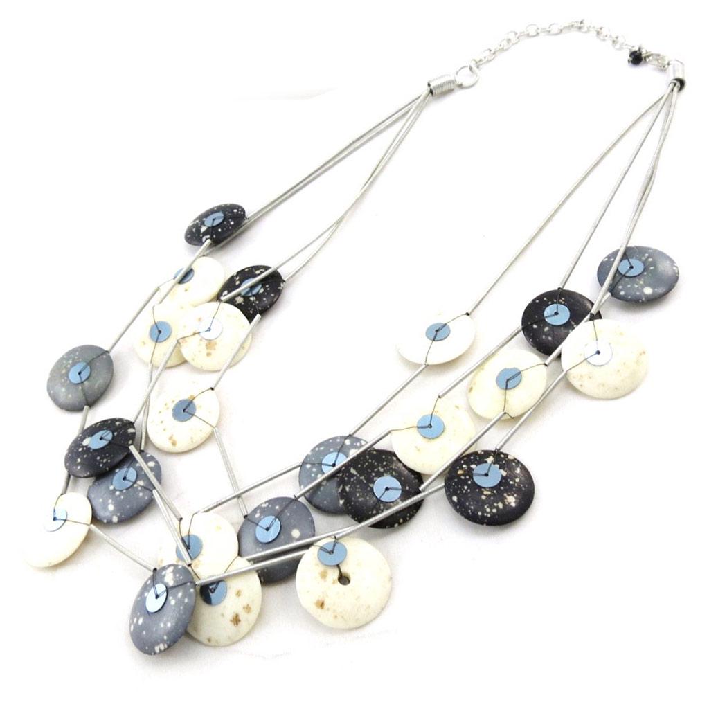 Les Trésors De Lily [C5035] - Designer Necklace 'Kilimanjaro' Gray Beige