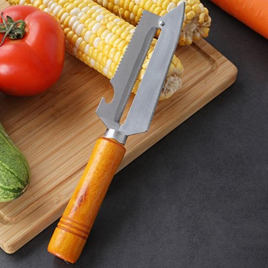 2Pcs Multifunctional Peeler 2 in 1 Stainless Steel Fruit Vegetable Peeler with Non-Slip Grip Curved Blade Built-in Bottle Opener Kitchen