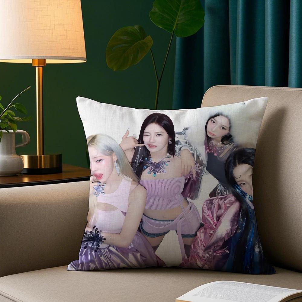 A-Aespas-K-Karina Kpop Style Girl Pillow Case Cozy Plush Pillow Cover Double Side Printed – Home Gift For Bedroom Decor