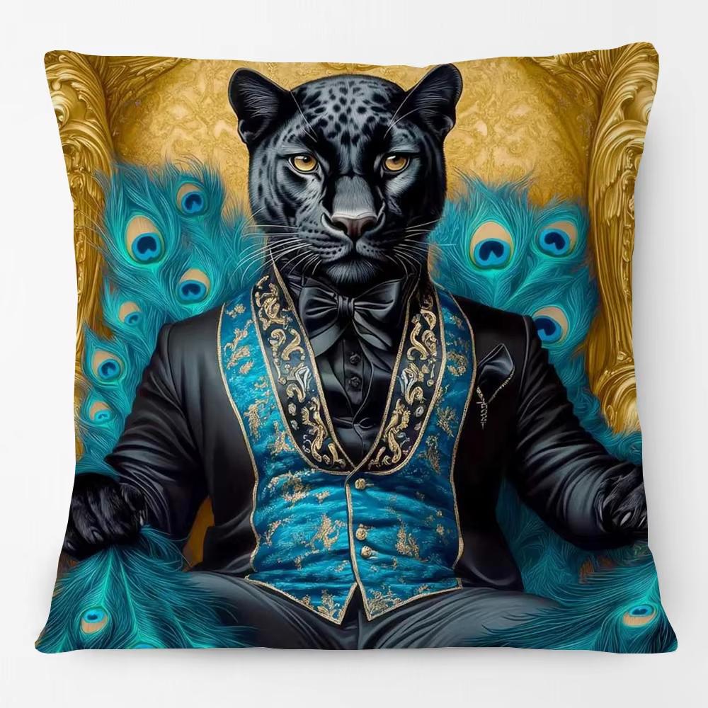 Animals Portrait Poster Pillowcase European Fashion Leopard Royal Lion Zebra Living Room Cushion Cover Square Home Decoration