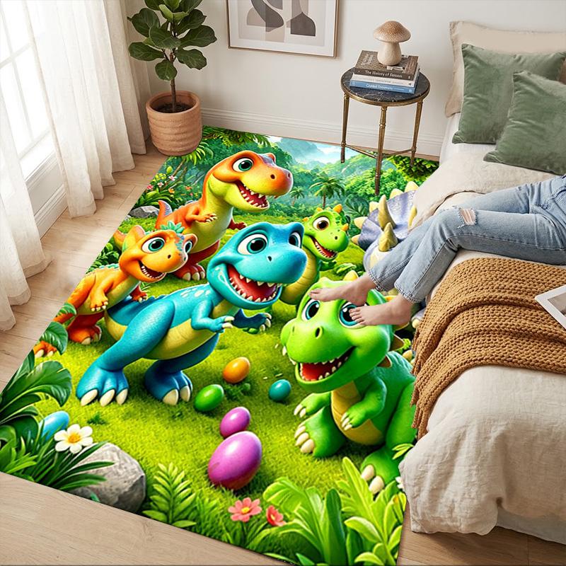 Dino Land Living Room Nonslip Area Rug Soft Carpet For Bedroom Game Playroom Sofa Office Home Decor Doormat Christmas Gift C9266