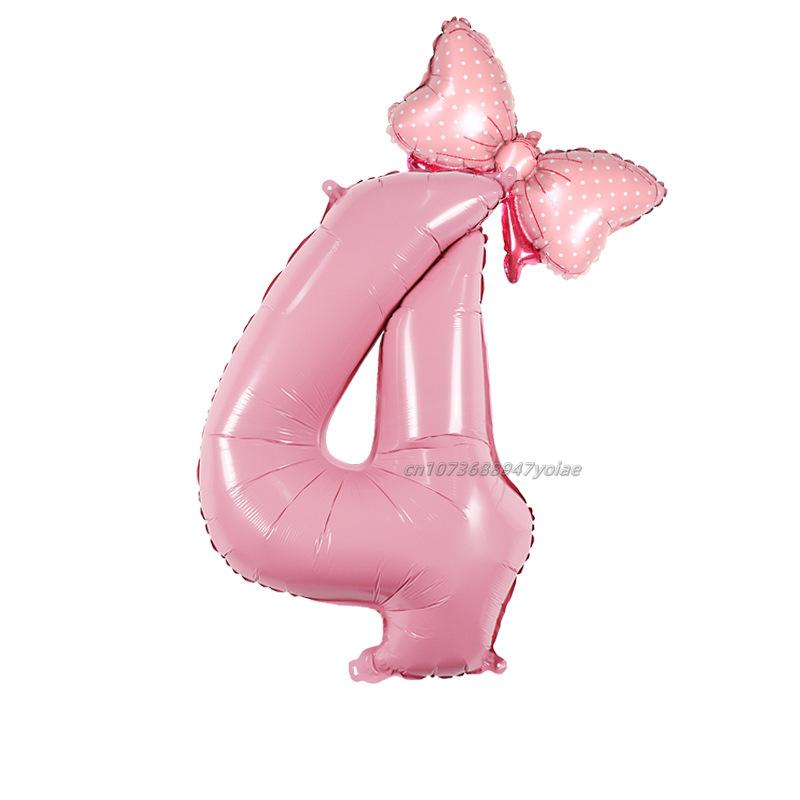 32 Inch Birthday Number Ballons New Girls Princess Birthday Pink Bownot Balloons Wedding Party Ballons Jumbo Number Balloon