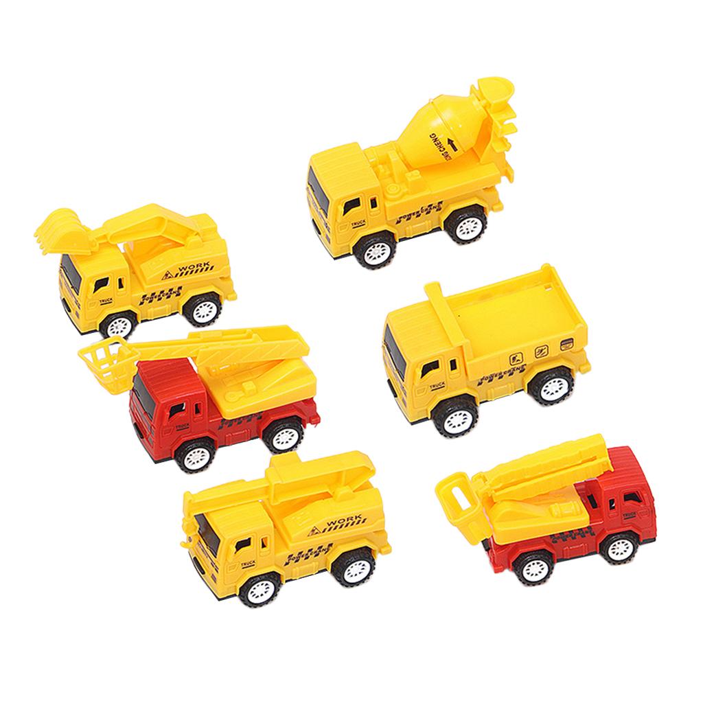 6pcs Assorted Construction Vehicle Cars Pull Back Mini Engineering Truck Toy
