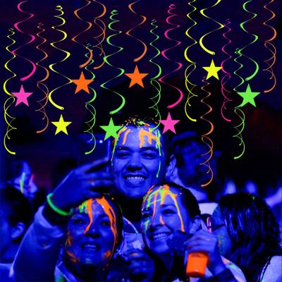 40 Pcs Glow Paper Star Hanging Swirl Decoration Glow In