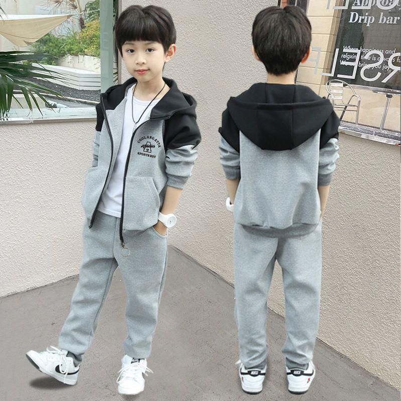 Tuta da bambino a blocchi di colore per bambini, felpa con cappuccio, cerniera, giacca, pantaloni, abito casual, abbigliamento per bambini per la primavera autunno