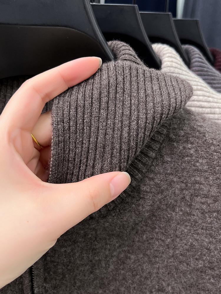 Hengyuanxiang Men's High-End Wool Lapel Zipper Sweater - 2025 Autumn/Winter Thick Knitwear