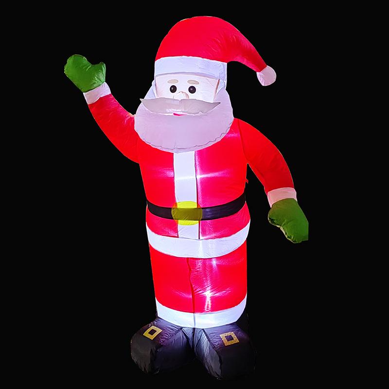 1.2-3m Outdoor Christmas Inflatable Gas Mold With Led Light Santa Claus Wave Restaurant And Mall Welcome Decoration New Year