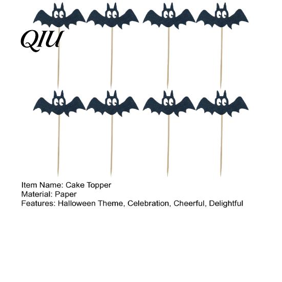 Odor-free Dessert Decoration 8 Pcs Halloween Bat Cupcake Toppers, Black Cake Cute Shaped Topper Picks for Halloween, Baby Shower, Birthday Party Table