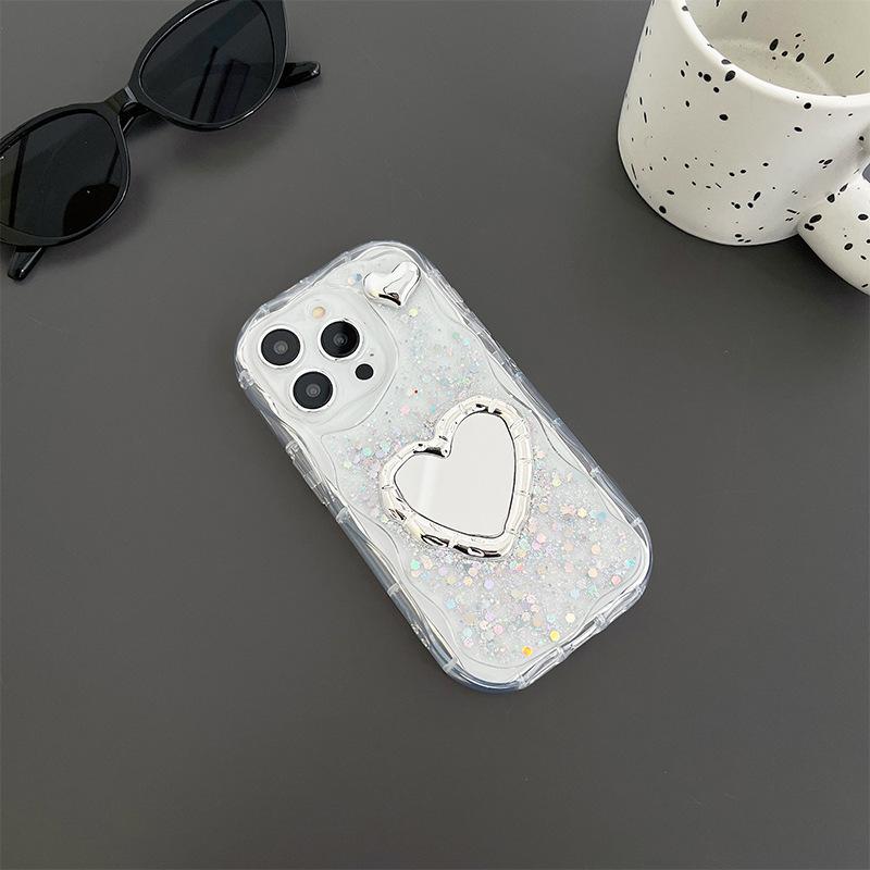 Sparkling Glitter Phone Case for IPhone 17 Promax Love Mirror for Apple 14 Silicone All Inclusive Anti Fall 16