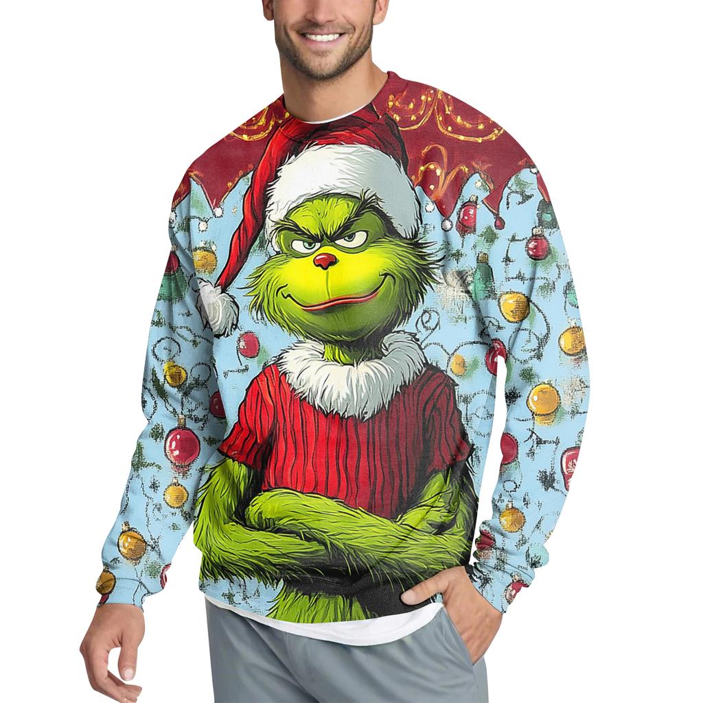 Men's Casual Fashion Printed Round Neck Pullover Sweatshirt