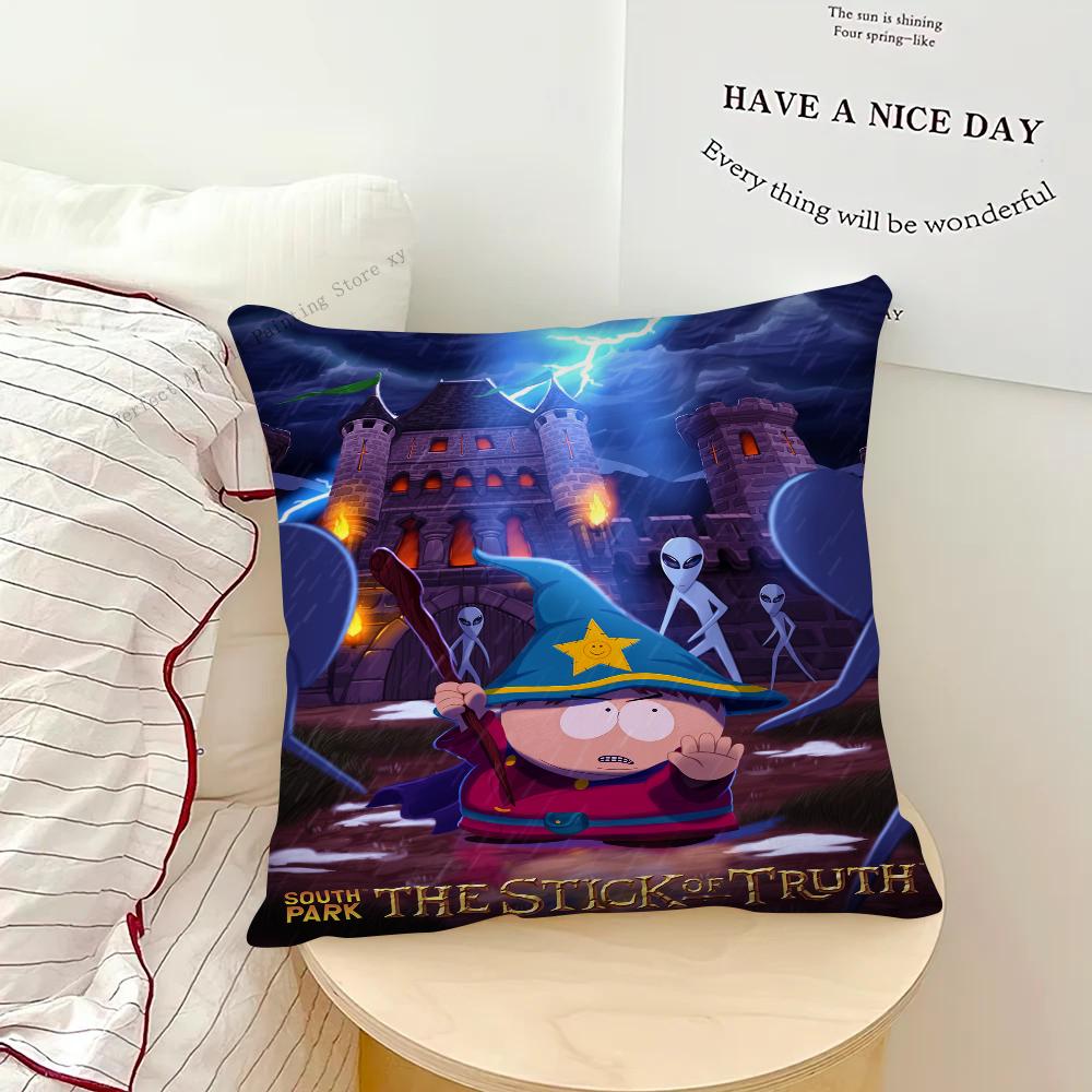 Cartoon S-South-h P-Park-k Pillow Case Square Pillow Bedroom Sofa Leisure Comfort Cushion Car Living Room Home Decoration