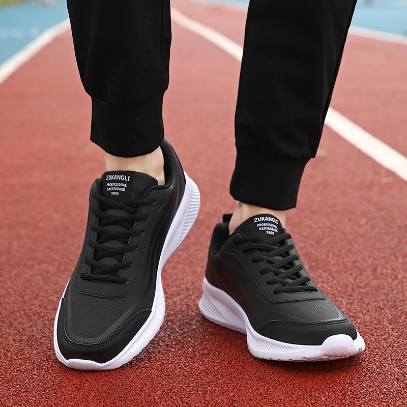 PU Leather Running Shoes Men's Casual Sneakers Fitness Trainers Waterproof Sports Shoes Soft Sole Sneakers