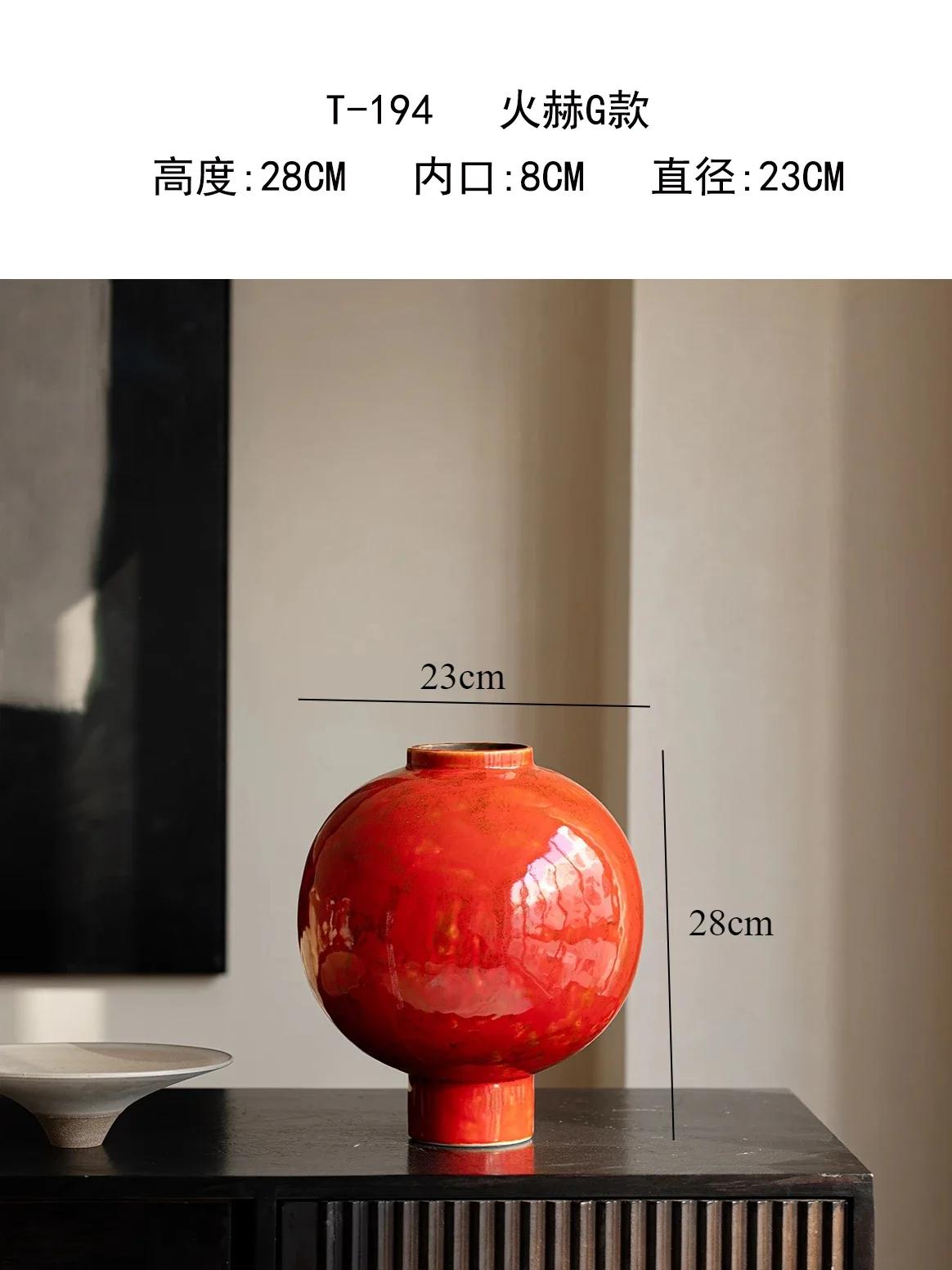 Красная Керамическая Ваза Ваза для Сухоцветов Художественные Вазы для Цветов Гидропонные Вазы Украшение для Цветочных Композиций Декоративные Вазы Поделки