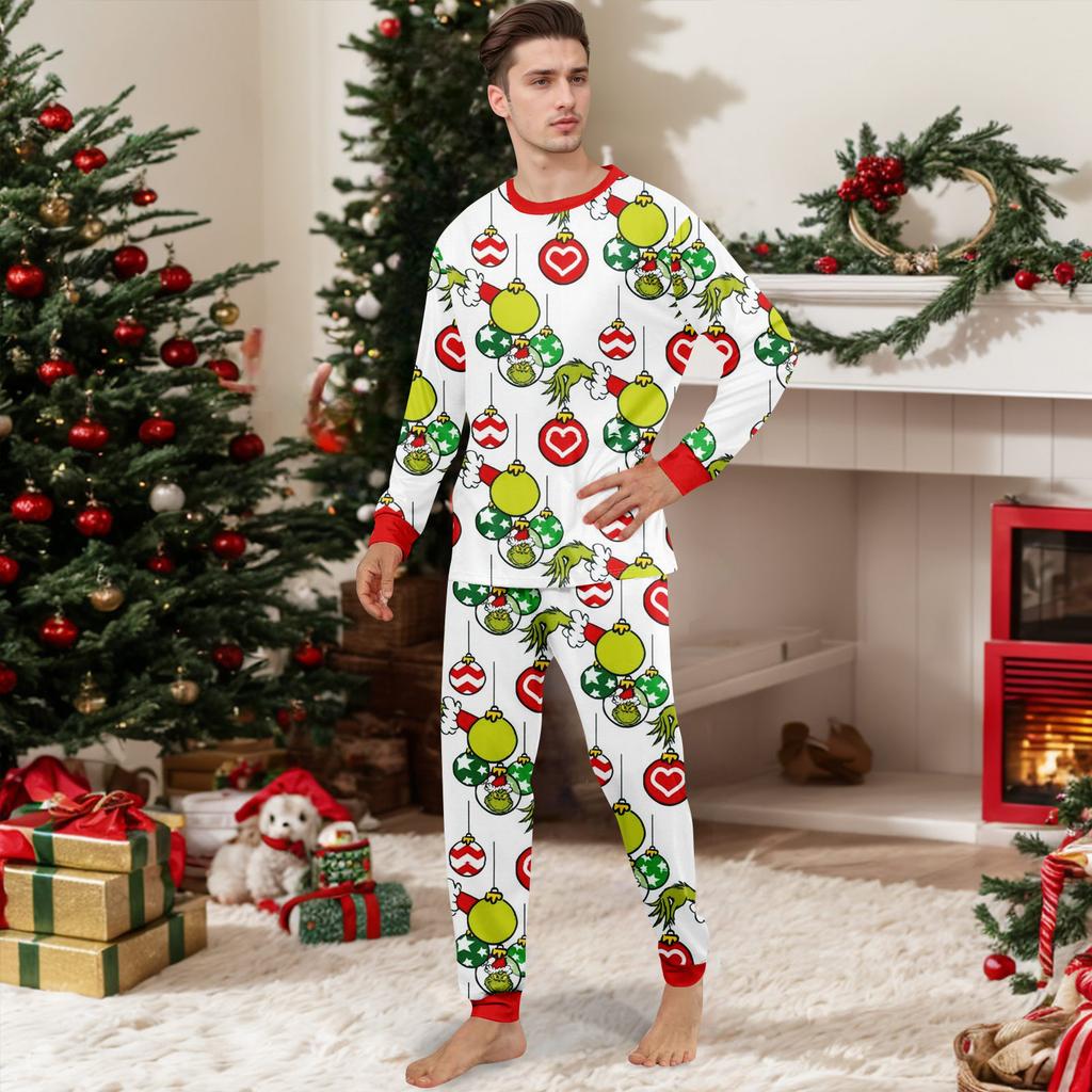 Christmas Print Cute Family Set Pajamas, Home Clothes, Family Set Long Sleeve Top Pants Set