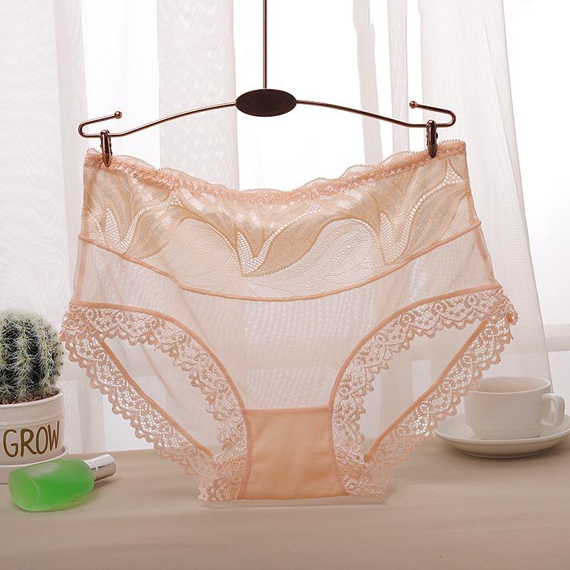 

Высокоэластичные сексуальные кружевные женские трусики со средней талией и треугольными чашечками, бесшовное нижнее белье из чистого хлопка L