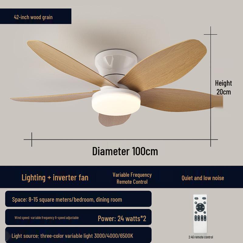 Japanese-Style Silent Ceiling Fan Light for Bedrooms, Dining, and Living Rooms - Modern Adjustable Pendant Design