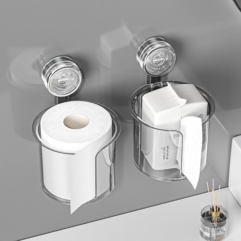 Plastic Suction Cup Toilet Paper Holder With Wall Mount For Bathroom Storage And Home Use