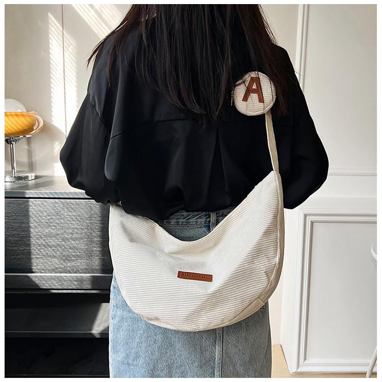 Urban Minimalist Corduroy Tote Bag With Zipper Closure For Daily Use