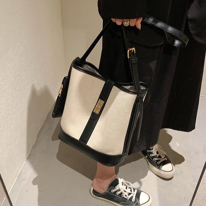 Small bag women's summer new trendy fashion shoulder armpit bag messenger bag canvas bucket bag