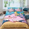 Copripiumino per Bambini con Stampa di Pesce Squalo Cartone Animato Blu e Bianco Decorazione di Lusso per la Camera da Letto di Bambini e Adolescenti Regalo Misura Queen
