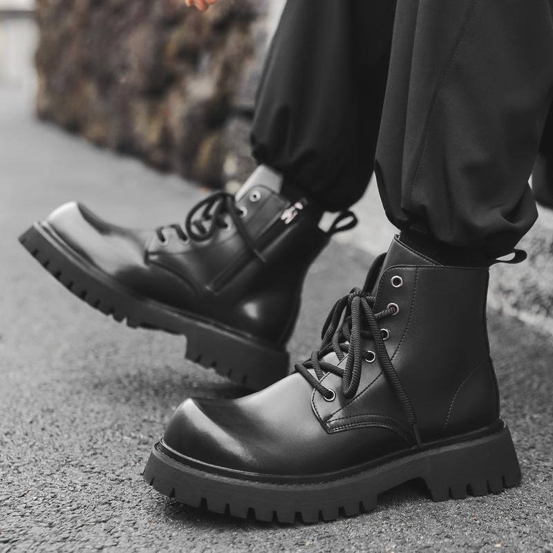 

Popular men s Martin boots 2025 spring and autumn locomotive short boots British platform tooling boots 32056-J 38 чёрный