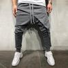 Layered Hip Hop Slim Fit Joggers with Drawstring - Casual Long Pants for Men & Youth