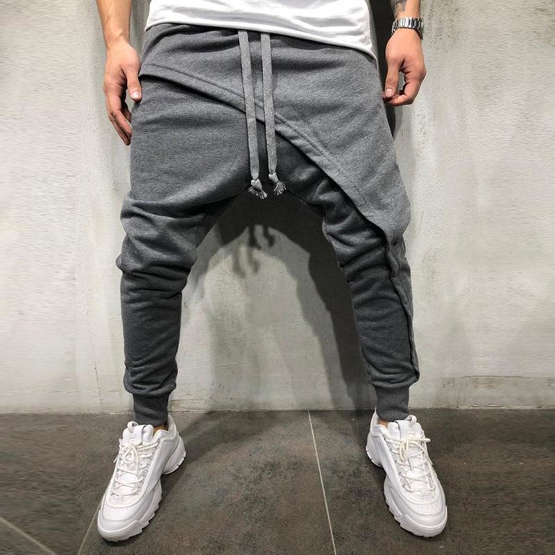 Layered Hip Hop Slim Fit Joggers with Drawstring - Casual Long Pants for Men & Youth