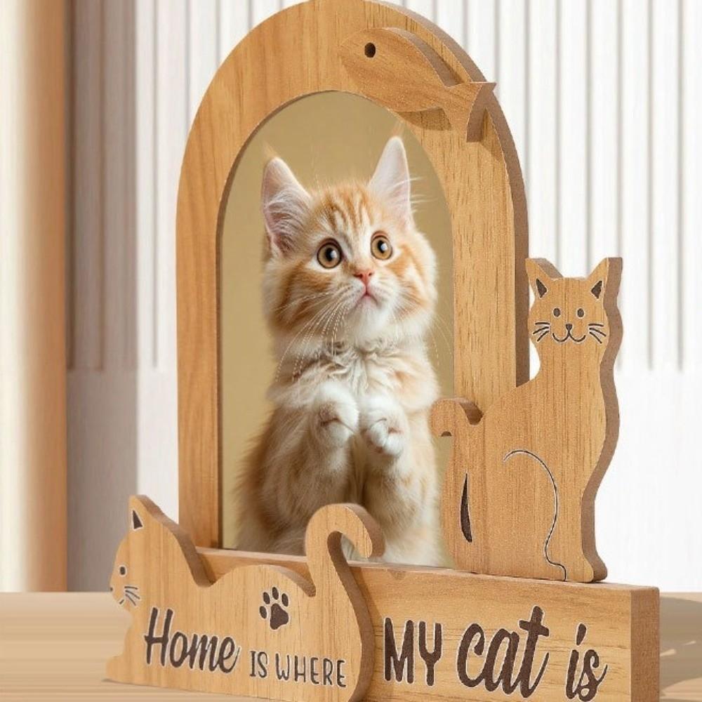 Wood Pet Photo Frame Dog/Cat Shape Photo Album Frame Cat Keepsake Frame  Home Decor