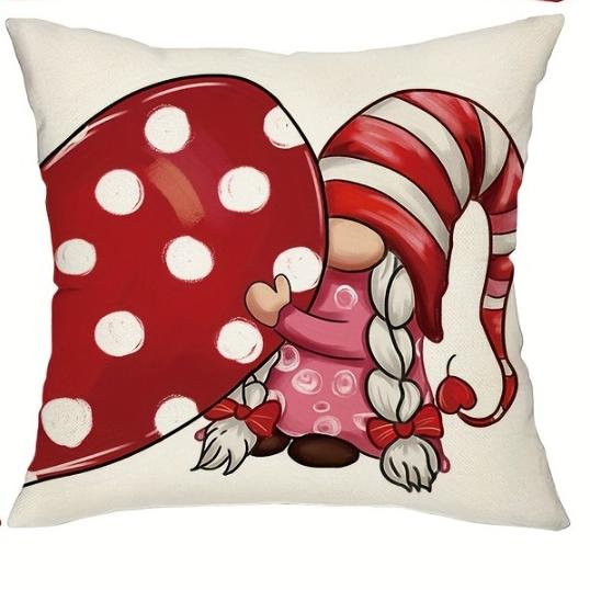 1pc Red Christmas Cushion Cover Dwarf Printed Washable Durable Cover 2025 New Home Ornament Xmas New Year Christmas Decoration