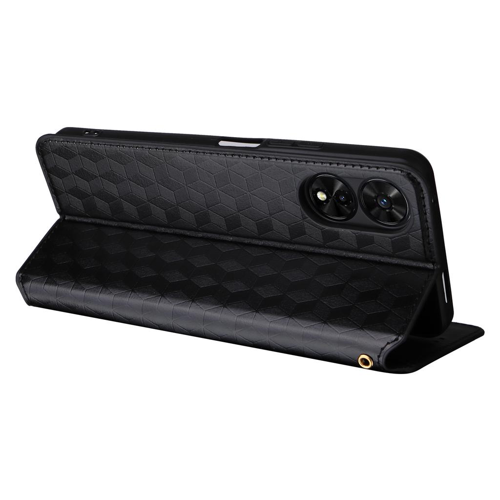 For TCL 505 T509K/T5094 Case Rhombus Pattern Leather Stand Folio Flip Phone Cover