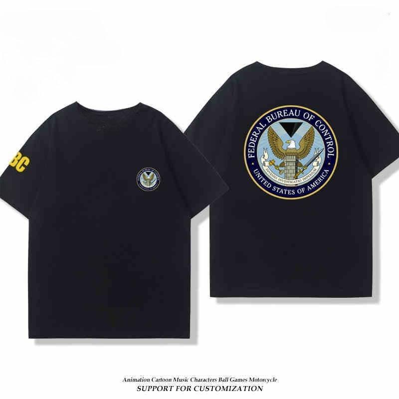 2026 Federal Bureau of Control FBC Paranormale Organisation Unisex und Damen Kurzarm T-Shirt Sommer Vielseitiges Baumwoll Oberteil