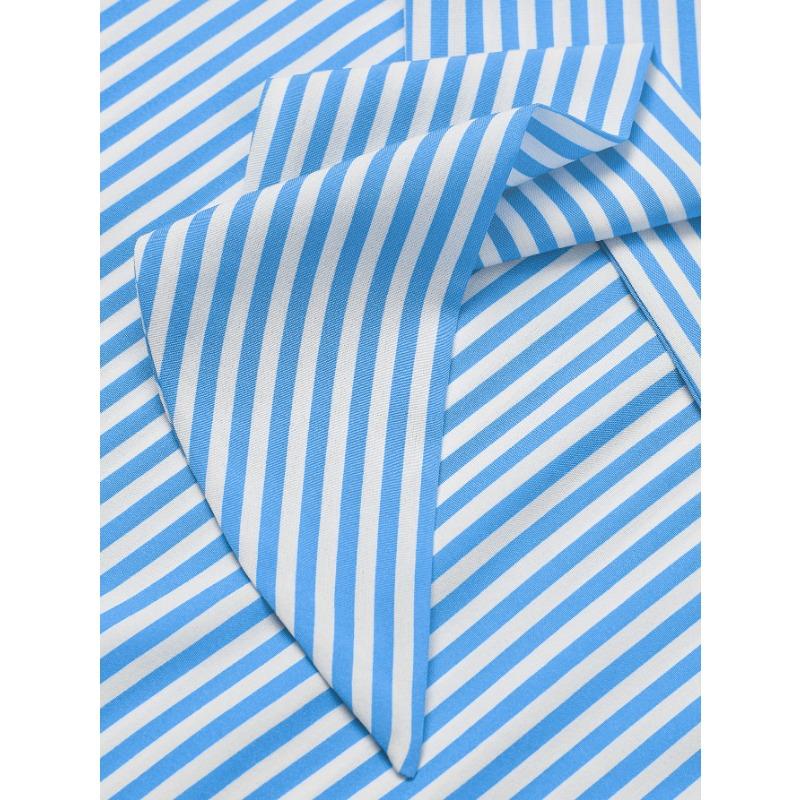 Jarní a podzimní dámské šaty Ležérní Výstřih s proužkovanou kravatou v pase Košilové šaty s dlouhým rukávem