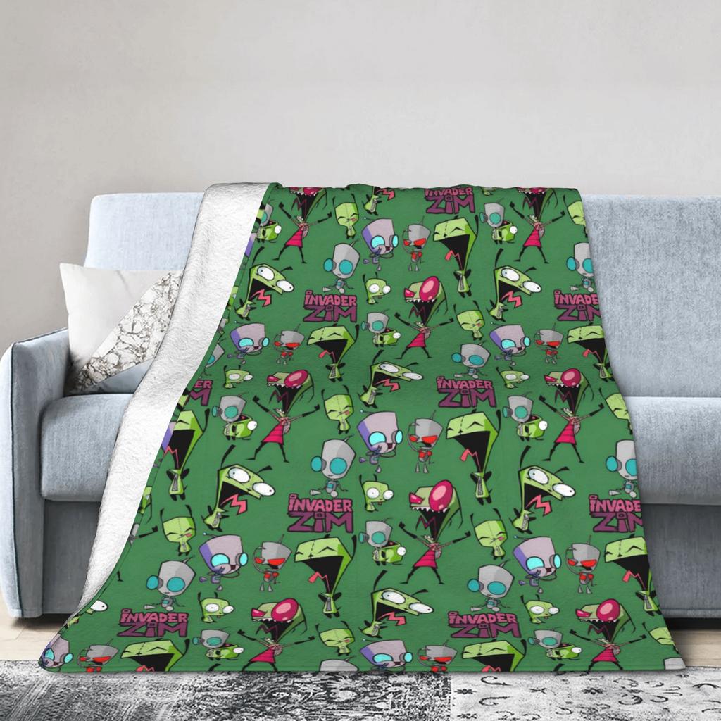 Invader Zim Taco Gir Y2K Cartoon Knitted Blanket  Fleece Throw Blankets Bed Sofa Decoration Soft Warm Bedspread