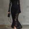 Elegant Cross-border Autumn/Winter Long-sleeved High-waisted Slim-fit Banquet Dress for Women