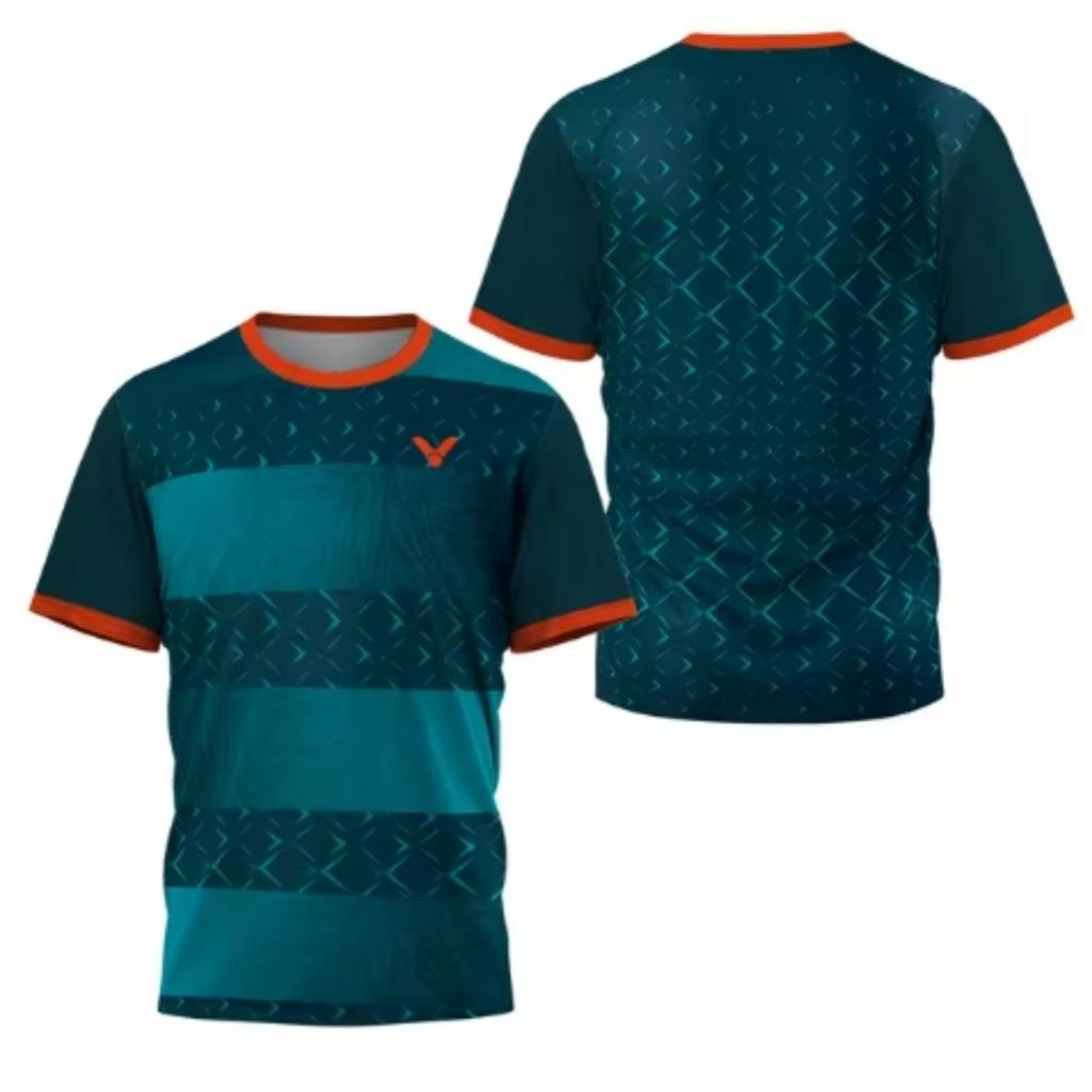 Laser Neon Print Men's Badminton T-Shirt Luxury Brand Short Sleeve Men's Summer Table Tennis T-Shirt Quick Dry Short Sleeve Tee