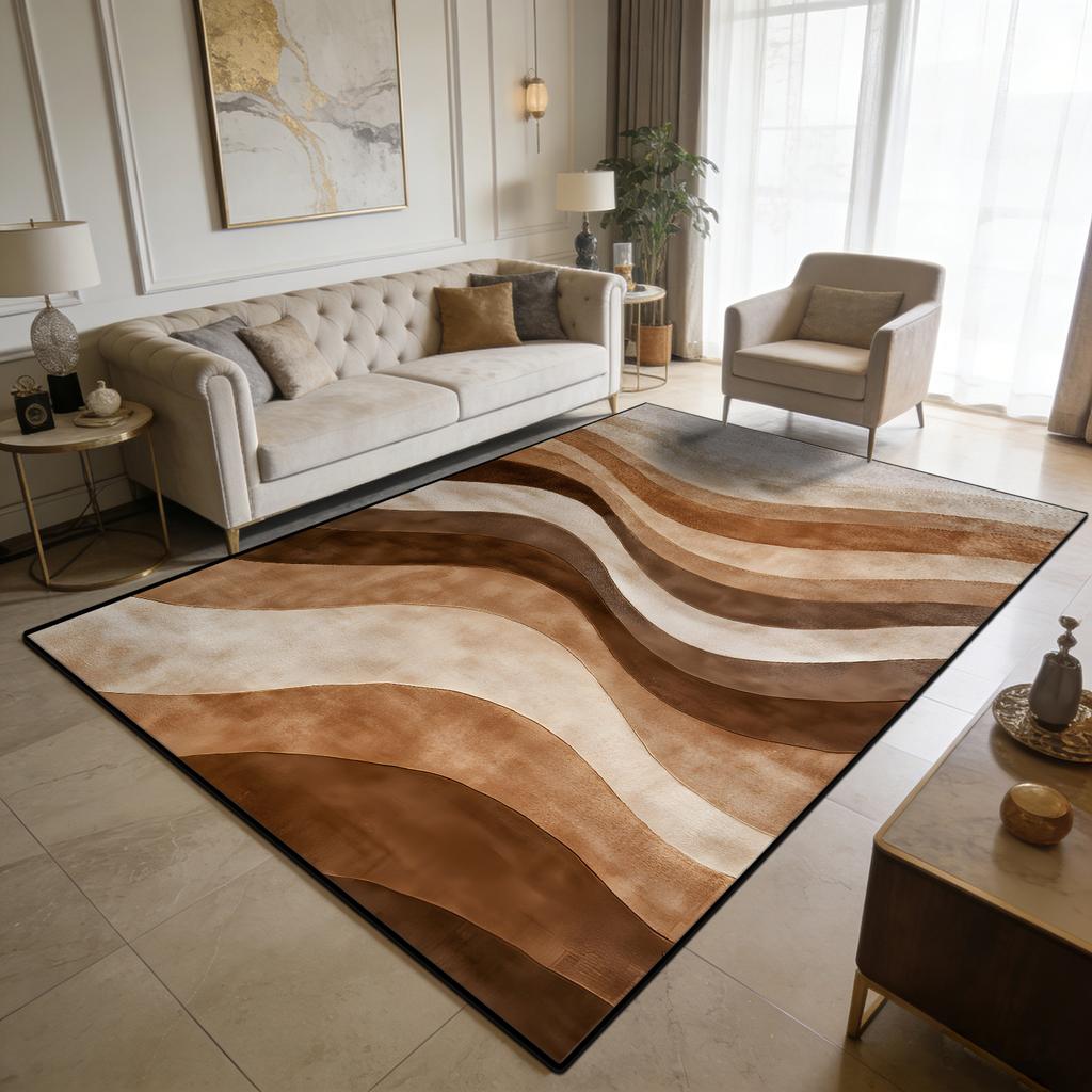 Modern Light Luxury Style Large Living Room Rugs Curve Art Decoration Home Machine Washable Carpet Bedroom Baby Crawling Mat