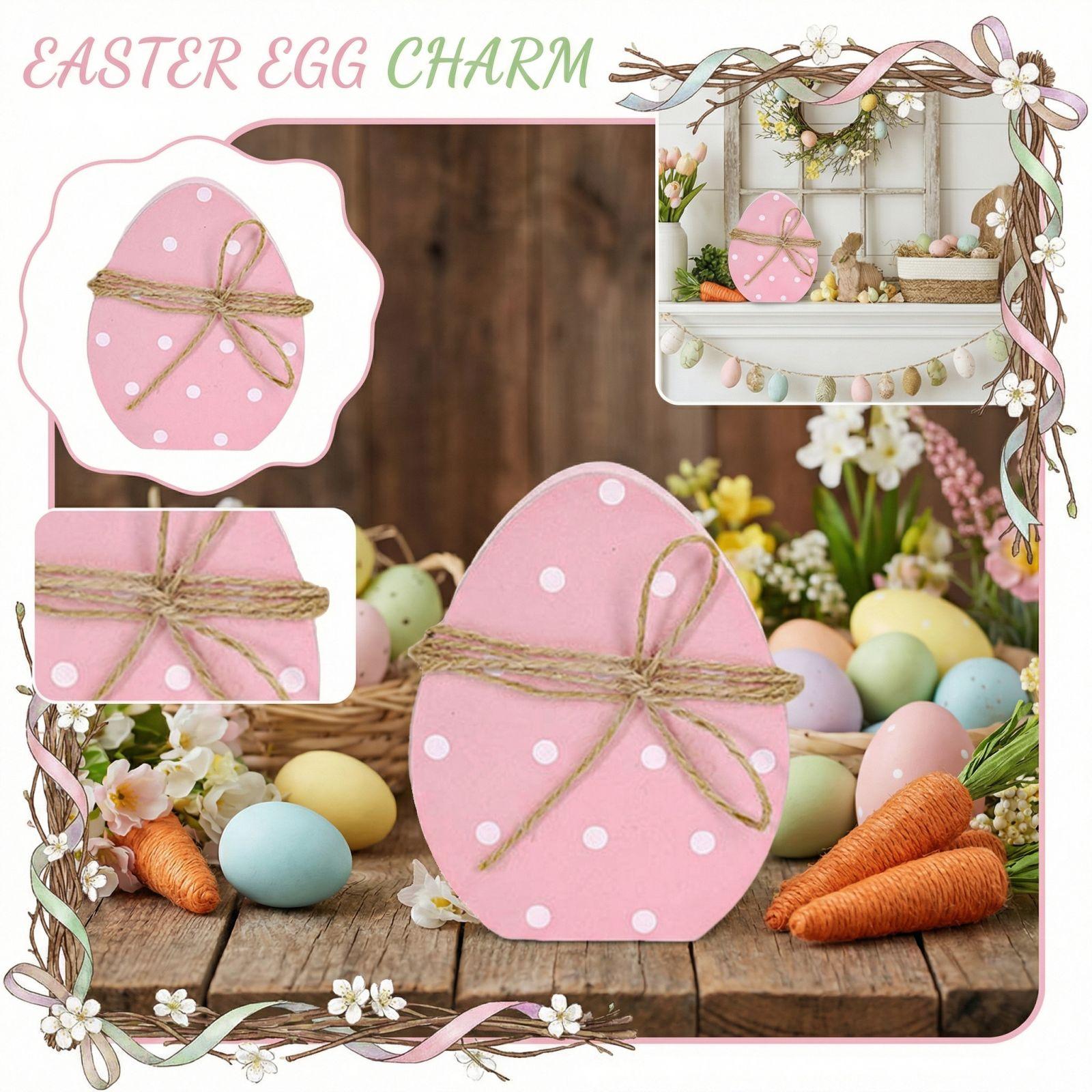 

Пасхальные разноцветные кролики яйцо деревянная фигурка One Size розовый