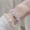 Wishing Your Dreams Come True with Peach Blossom Pink Crystal Heart Bell beads9Silver Bracelet for Female Friends, Unique and Exquisite for Summer