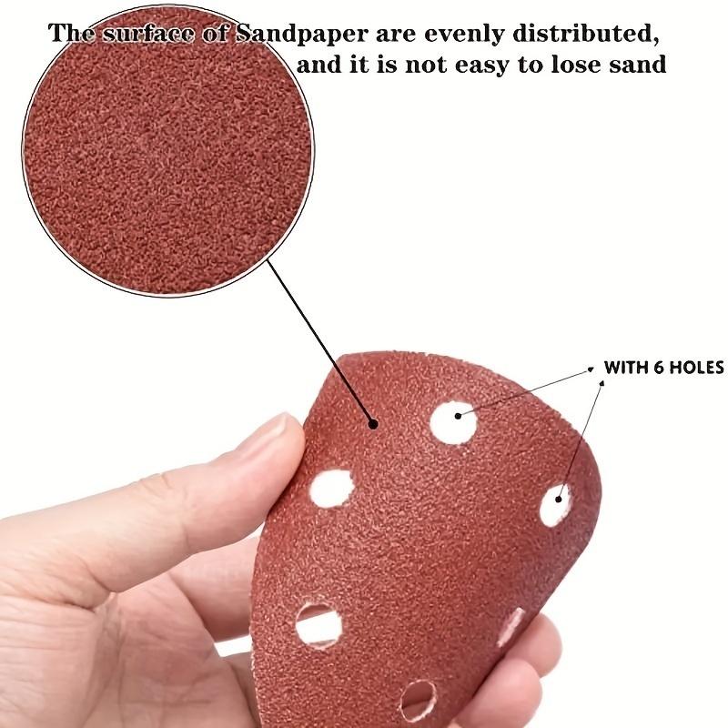 60pcs Triangle Sanding Pads - 6 Holes, 60/80/120/180/240/320 Grits For Delta Sanders/Multi-Sanders - Perfect For Your Toolbox!