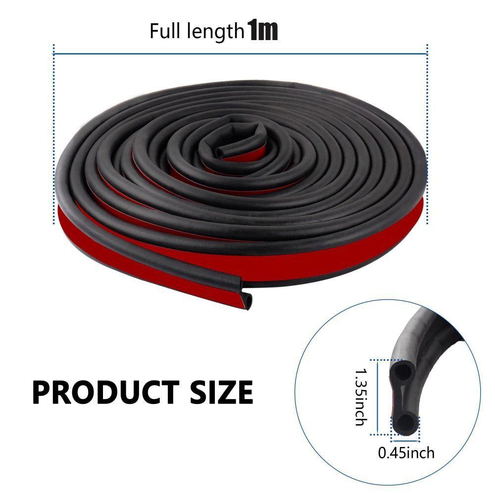 Durable 1m Car Weather Stripping Noise Insulation Waterproof Car Door Seal Strip Rubber Edge Guard Universal Fit