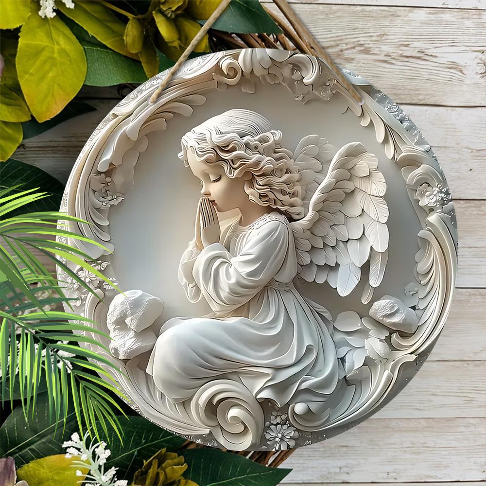 Cute Angel Pattern Pendant, Home Wall or Door Decoration, 2d Flat Wooden, Christmas Decoration, Gifts for Friends and Family