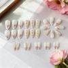 30pcs 3D Floral French Almond Fake Nails for Spring/Summer Manicures