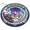 Indoor Decorative Floor Covering Round 3D Christmas Rug, Vortex Optical Illusion Area Santa Snowman Staircase Quiet Play Mat for Kids Depth
